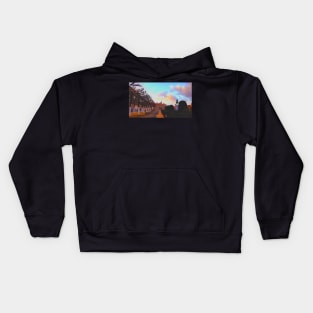 A pastel sunset over Brussels Kids Hoodie